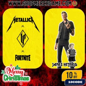 Metallica x Fortnite Logo James Herfield Skin Icon Series Season 4 And Lego Mini Figure Fan Card M72 Holiday Collectible