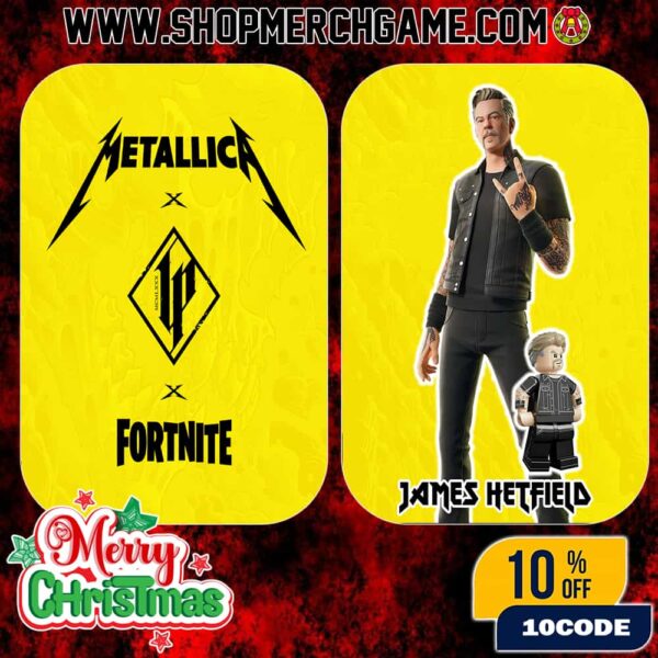 Metallica x Fortnite Logo James Herfield Skin Icon Series Season 4 And Lego Mini Figure Fan Card M72 Holiday Collectible