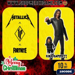 Metallica x Fortnite Logo Kirk Hammett Skin Icon Series Season 4 And Lego Mini Figure Fan Card M72 Holiday Collectible