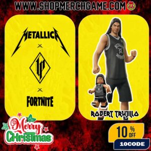 Metallica x Fortnite Logo Robert Trujillo Skin Icon Series Season 4 And Lego Mini Figure Fan Card M72 Holiday Collectible