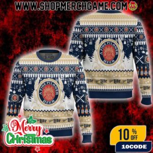 Miller Lite Pilsner Beer Ugly Christmas Sweater A Fine Pilsner Design Holiday Knitted Pullover Fair Isle Pattern Christmas Tree Snowflake Winter Apparel Gift For Beer Lover