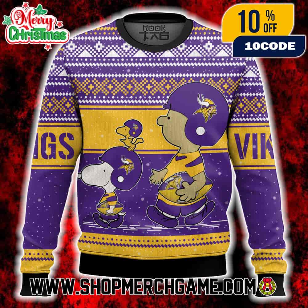Minnesota Vikings Snoopy Charlie Brown Ugly Christmas Sweater Peanuts NFL Football Holiday Knit With Fair Isle Pattern Snowflakes Winter Festive Gift For Fans Minnesota Vikings Snoopy Charlie Brown Ugly Christmas Sweater Peanuts NFL Football Holiday Knit With Fair Isle Pattern Snowflakes Winter Festive Gift For Fans