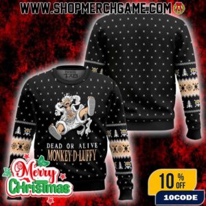 Monkey D Luffy Gear 5 Ugly Christmas Sweater One Piece Nika Model Hito Hito No Mi Awakened Form Black Knitted Pullover Straw Hat Pirates Dead Or Alive Holiday Gift For Anime Fans
