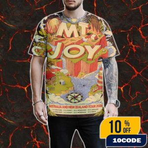 Mt Joy Australia And New Zealand Tour 2026 Poster Tour Dates Art Work By Lewy Jones All Over Print Graphic T-Shirt, Hoodie