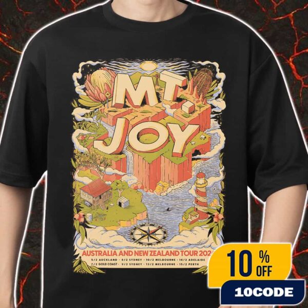Mt Joy Australia And New Zealand Tour 2026 Poster Tour Dates Art Work By Lewy Jones Merch Unisex T-Shirt