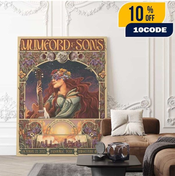 Mumford And Sons Nashville Tennessee 2025 Merch Poster At Bridgestone Arena On October 22 2025 Home Decor Poster Canvas
