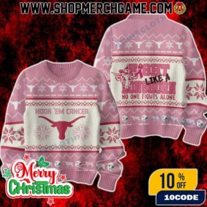NCAA Texas Longhorns Fight Like A Longhorn Breast Cancer Awareness Ugly Christmas Sweater