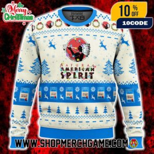 Natural American Spirit Cigarettes Ugly Christmas Sweater Vintage Tobacco Brand Native American Logo Holiday Knit With Reindeer Snowflakes Winter Gift Natural American Spirit Cigarettes Ugly Christmas Sweater Vintage Tobacco Brand Native American Logo Holiday Knit With Reindeer Snowflakes Winter Gift
