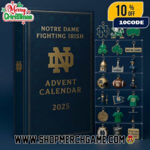Notre Dame Fighting Irish Advent Calendar 2025 With 24 Collectible Ornaments Football Helmets Golden Dome Stadium Christmas Holiday Countdown Gift For NCAA College Fans