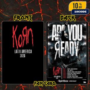 Official Band Korn Latin America Tour 2026 Poster With Spiritbox x Seven Hours After Violet Tour Dates Ask You Are Ready Fan Card