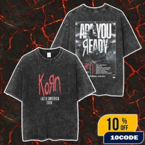 Official Band Korn Latin America Tour 2026 Poster With Spiritbox x Seven Hours After Violet Tour Dates Ask You Are Ready Merch Unisex Two Sided Washed T-Shirt