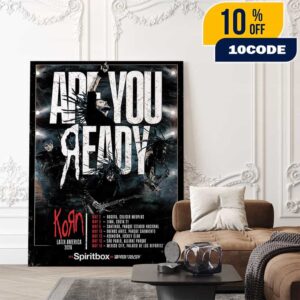 Official Band Korn Latin America Tour 2026 Poster With Spiritbox x Seven Hours After Violet Tour Dates Ask You Are Ready Poster Canvas Home Decor