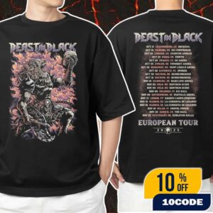 Official Beast In Black New Merch Arrivals European Tour 2025 Tour Dates Backprint Unisex T-Shirt Merchandise