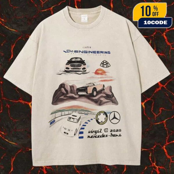 Official L’Art De’Automobile x Virgil Abloh 2025 Mercedes Benz Maybach Gelandewagen Automotive Collection The Codes Exhibition At Grand Palais Paris 2025 Unisex Washed Tee