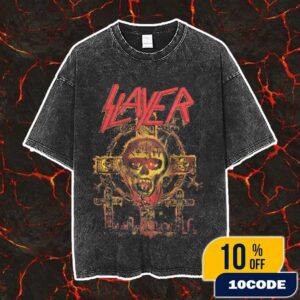 Official New Slayer Band Merch New Collection 2025 Seasons In The Abyss Anniversary Season’s Crosses Washed T-Shirt