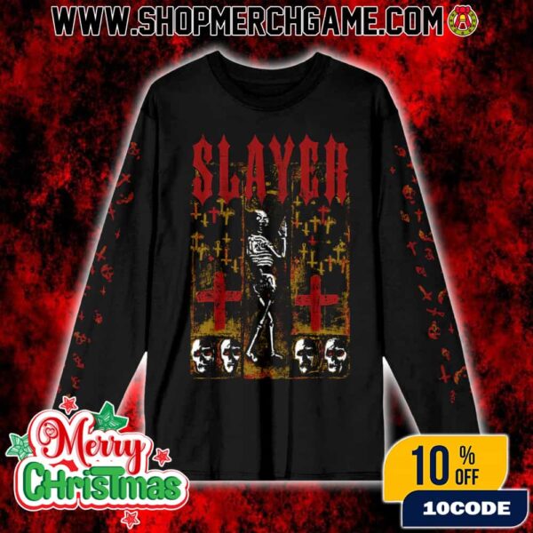 Official New Slayer Band Merch New Collection 2025 Seasons In The Abyss Anniversary Season’s Reaper Longsleeve All Over Print T-Shirt