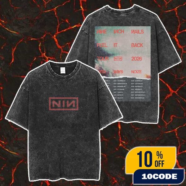 Official Nine Inch Nails Band Peel It Back Tour 2026 Grunge Industrial Poster Artwork With Tour Dates With Boys Noize Merch Unisex Two Sided Washed T-Shirt