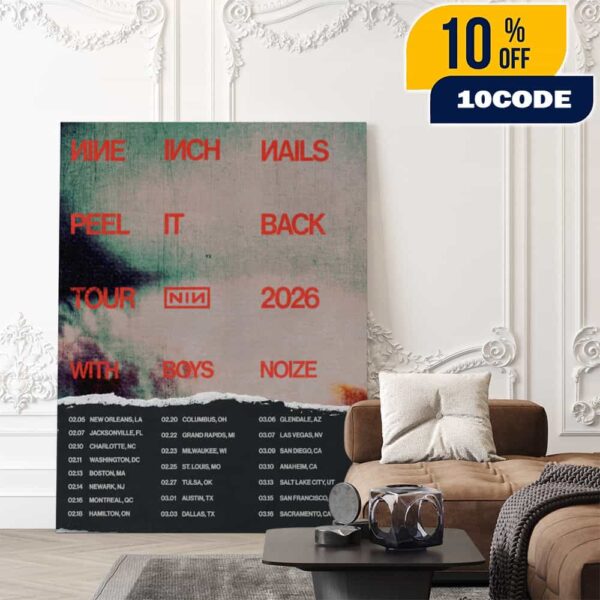 Official Nine Inch Nails Band Peel It Back Tour 2026 Grunge Industrial Poster Artwork With Tour Dates With Boys Noize Poster Canvas Home Decor