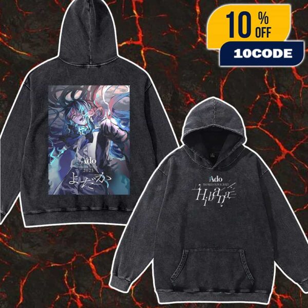 Official Poster Ado Dome Tour 2025 Yodaka Nightjar 5 Years Debut Anniversary World Tour 2025 Hibana Artwork By Orihara Unisex Washed Hoodie, T-Shirt