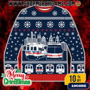 Official SEPTA Transit Authority Knitted Christmas Sweater Navy Blue With Snowflakes Philadelphia Trains Buses Cityscape Holiday Party Pullover Collector Edition 2025
