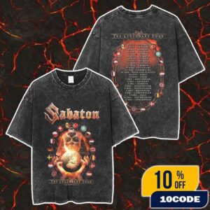 Official Sabaton Pharaoh Sphinx Artwork The Legendary Tour Europe 2025 With Tour Dates Merch Unisex Two Sided Washed T-Shirt