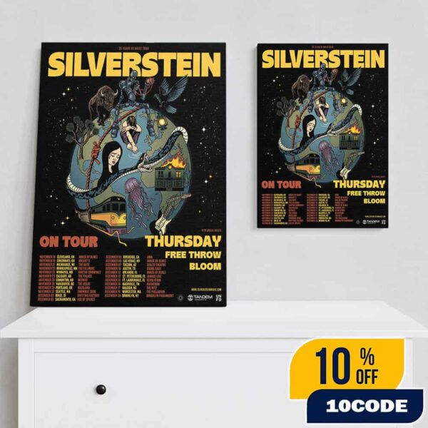 Official Silverstein 25 Years Of Noise Tour Final Leg The Last Chance North America November And December Tour Dates 2025 With The Movielife Poster Canvas