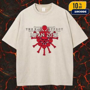 Official The Halo Effect Japan Tour 2025 At Osaka Big Cat And Tokyo Toyosu Pit Gothic Skull Art Logo Unisex Washed Tee