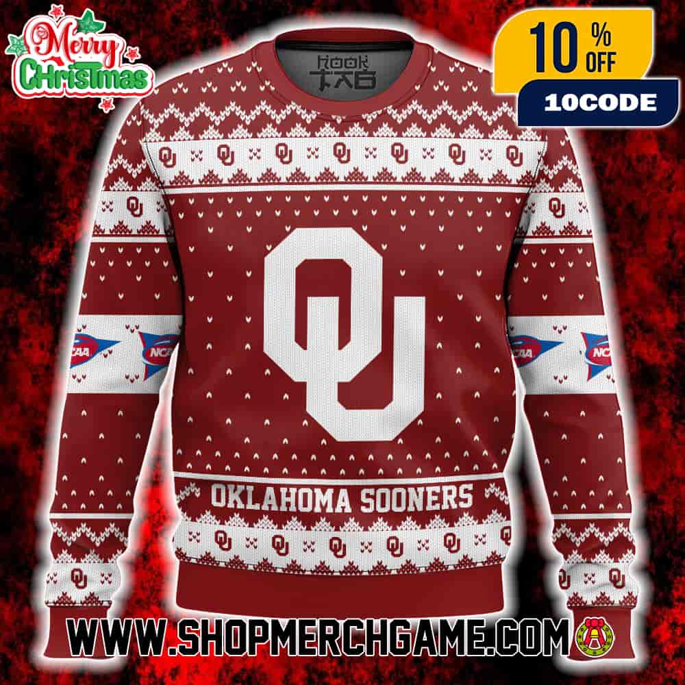 Oklahoma Sooners NCAA SEC Football Holiday Knitted Pullover Crimson White Fair Isle Festive Christmas Ugly Sweater Boomer Sooner Unisex Oklahoma Sooners NCAA SEC Football Holiday Knitted Pullover Crimson White Fair Isle Festive Christmas Ugly Sweater Boomer Sooner Unisex