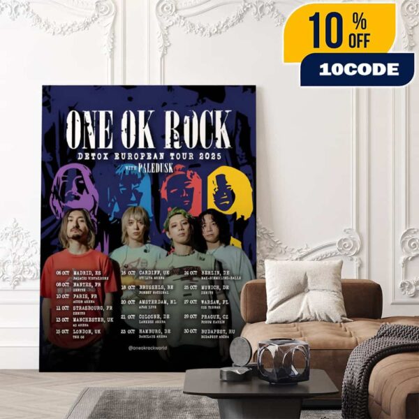 One OK Rock x Paledusk Detox European Tour 2025 Poster Tour Dates Poster Canvas Home Decor
