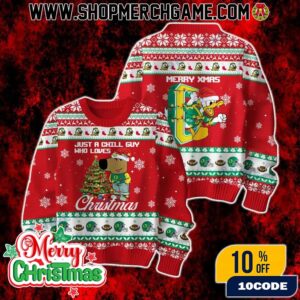 Oregon Ducks Just A Chill Guy Who Loves Christmas Ugly Sweater Funny Holiday Knit Pullover