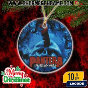 Pantera Far Beyond Driven Christmas Ornament Album Cover Design Holiday Decoration Blue Silhouette Heavy Metal Band Collectible Round Tree Ornament Gift For Metal Fans