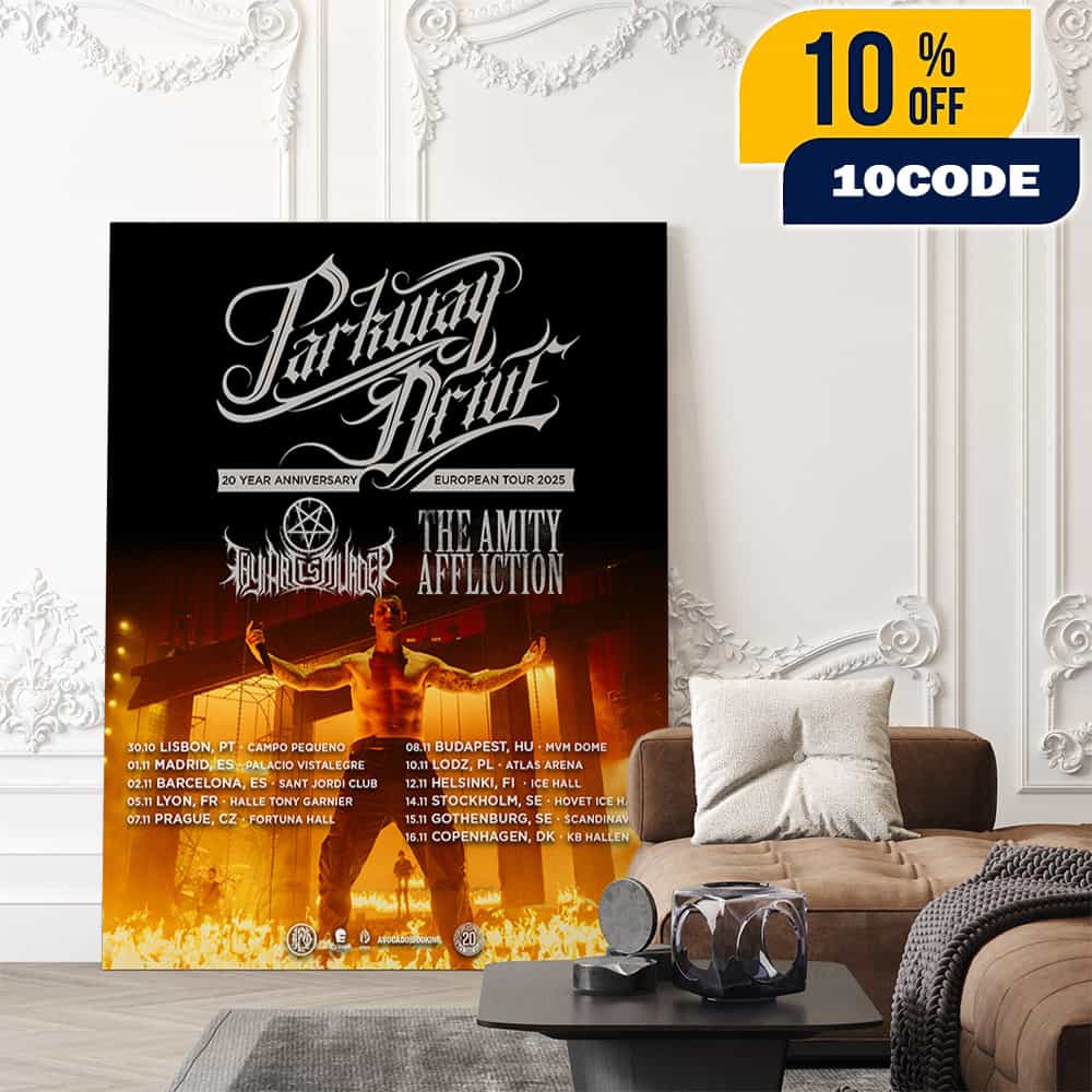 Parkway Drive 20 Year Anniversary European Tour 2025 With Thy Art Is Murder x The Amity Affliction Poster Tour Dates Poster Canvas Home Decor Parkway Drive 20 Year Anniversary European Tour 2025 With Thy Art Is Murder x The Amity Affliction Poster Tour Dates Poster Canvas Home Decor