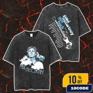 Paul McCartney Got Back 2025 Tour Lead Graphic And City Stops Merch Unisex Two Sided Washed T-Shirt