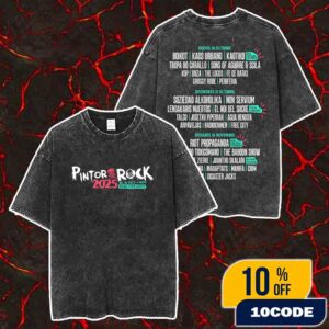 Pintor Rock 2025 Festival Event Tee On October 30-31 And November 1 2025 At Reus Tarragona Spain Parc De La Festa Line Up Backprint Merch Unisex Two Sided Washed T-Shirt