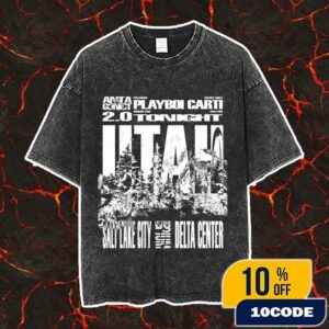 Playboi Carti Antagonist 2.0 Tour Salt Lake City October 3 2025 Ken Carson Destroy Lonely Homixide Gang Apollo Red Delta Center Vintage Washed Unisex T-Shirt