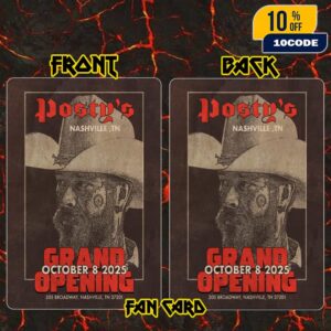Posty’s Nashville Grand Opening October 8 2025 At 305 Broadway Tennessee Post Malone Bar Event Poster Artwork Fan Card