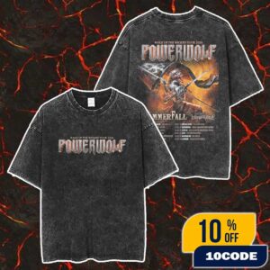 Powerwolf Wake Up The Wicked Tour 2026 With HammerFall x Wind Rose Poster Tour Dates Merch Unisex Two Sided Washed T Shirt