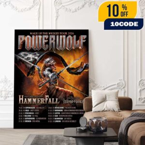 Powerwolf Wake Up The Wicked Tour 2026 With HammerFall x Wind Rose Poster Tour Dates Poster Canvas Home Decor