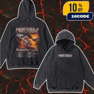 Powerwolf Wake Up The Wicked Tour 2026 With HammerFall x Wind Rose Poster Tour Dates Unisex Washed Hoodie, T Shirt
