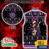 Bon Jovi Ugly Christmas Sweater Vest With Colorful Pop Art Portrait Fair Isle Knit Pattern Navy Blue Sleeveless Holiday Apparel For Rock Music Fans Festive Knitted Gift Gile