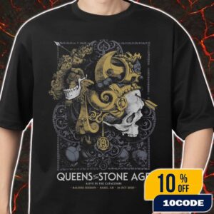 Queens Of The Stone Age Alive In The Catacombs Tour On 21 October 2025 At Baloise Session Basel CH Poster Event Artwork By Rodolfo Jofre Saavedra Unisex T-Shirt
