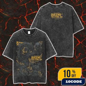 Queens Of The Stone Age Boston Event Poster On October 8 2025 The Catacombs Tour At Boch Center Wang Theatre Artwork by Nikita Kaun Limited Merch Unisex Two Sided Washed T-Shirt