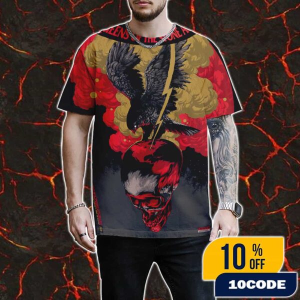 Queens Of The Stone Age The Catacombs Tour 2025 At The Chicago Theatre Illinois October 2 2025 Poster Event Artwork By Ken Taylor All Over Print Graphic T-Shirt, Hoodie