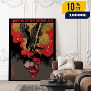 Queens Of The Stone Age The Catacombs Tour 2025 At The Chicago Theatre Illinois October 2 2025 Poster Event Artwork By Ken Taylor Poster Canvas Home Decor