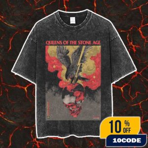 Queens Of The Stone Age The Catacombs Tour 2025 At The Chicago Theatre Illinois October 2 2025 Poster Event Artwork By Ken Taylor Vintage Washed Unisex T-Shirt