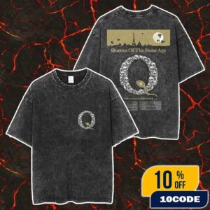 Queens Of The Stone Age The Catacombs Tour 2025 Paris Eiffel Poster Artwork By Morning Breath Inc With Tour Dates Merch Unisex Two Sided Washed T-Shirt