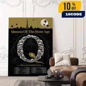 Queens Of The Stone Age The Catacombs Tour 2025 Paris Eiffel Poster Artwork By Morning Breath Inc With Tour Dates Poster Canvas Home Decor