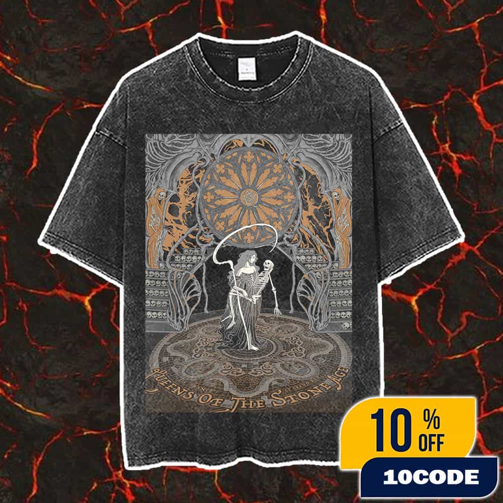 Queens Of The Stone Age The Catacombs Tour Paris Event Poster Artwork By shian With Laura Mary Carter On October 20 2025 At France Vintage Washed Unisex T-Shirt Queens Of The Stone Age The Catacombs Tour Paris Event Poster Artwork By shian With Laura Mary Carter On October 20 2025 At France Vintage Washed Unisex T-Shirt