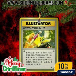 Rare Pokemon Card Ornament Pikachu Illustrator 1998 Christmas Decoration Collector Holiday Tree Gift