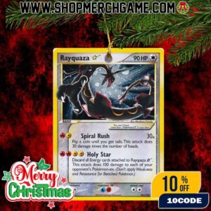 Rayquaza Gold Star Pokemon Card Ornament Christmas Tree Decor Collectible Holiday Gift Unique TCG Decoration